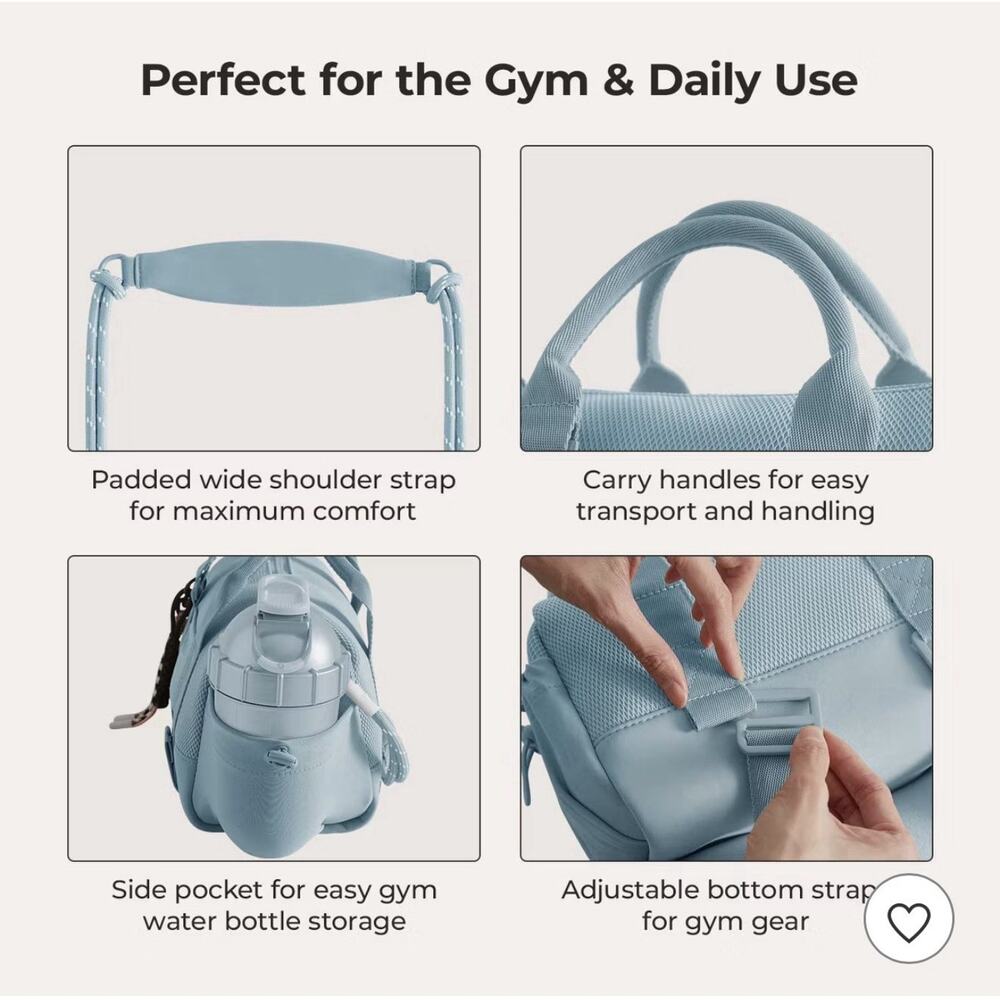BAGS MART Small Crossbody Gym Bag Adjustable Padded Strap Water Bottle - Blue - Picture 2 of 4